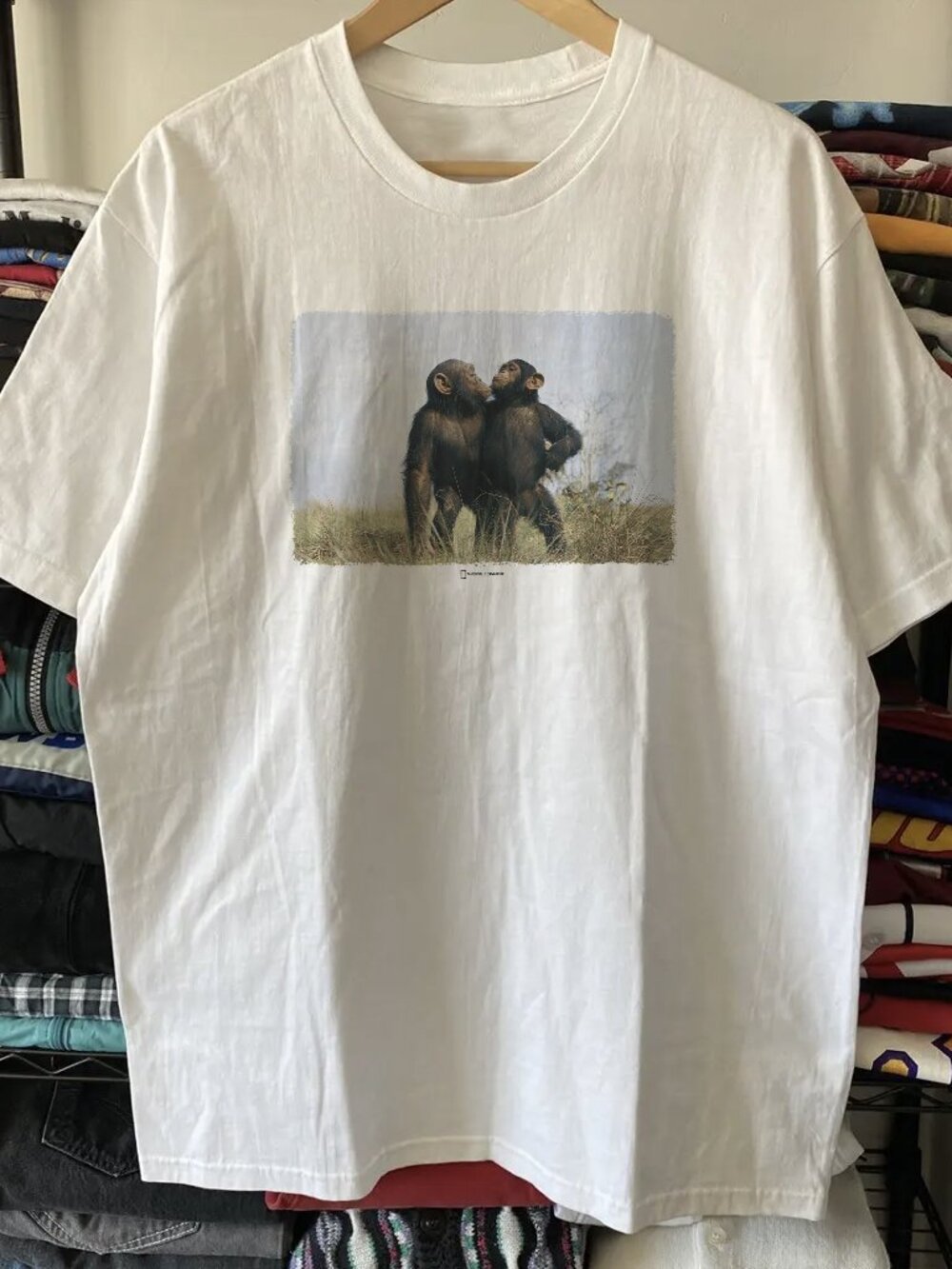 Rare National Geographic Monkey White Tee